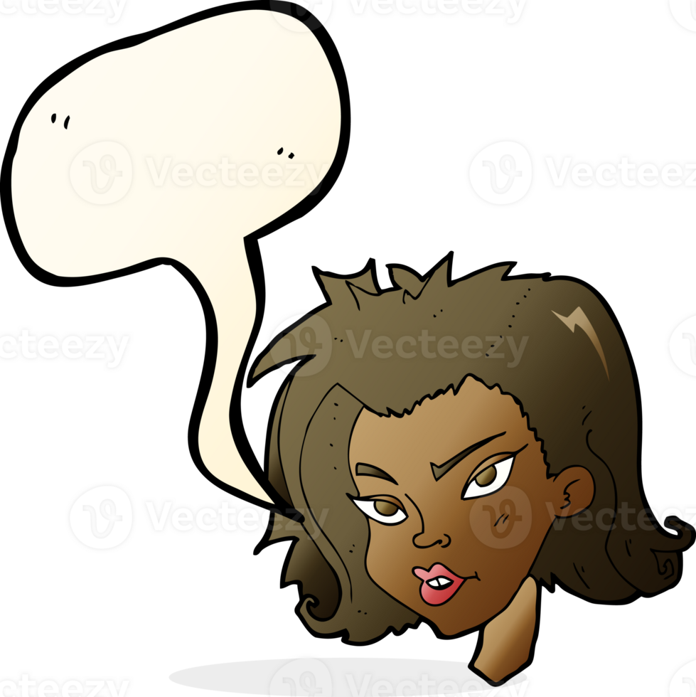 cartoon female face with speech bubble png