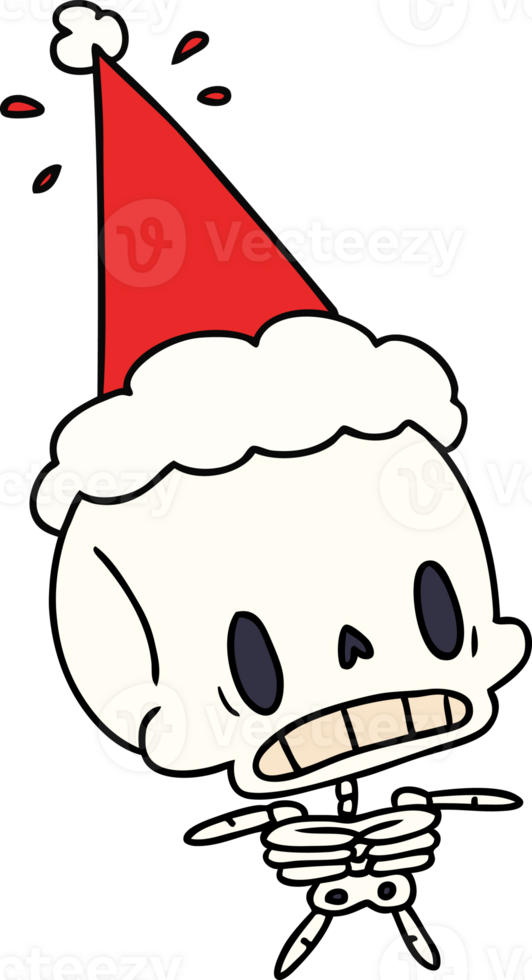 hand drawn christmas cartoon of kawaii skeleton png