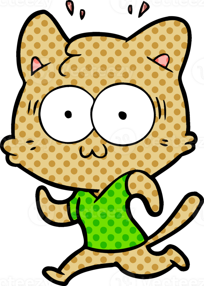 cartoon surprised cat running png
