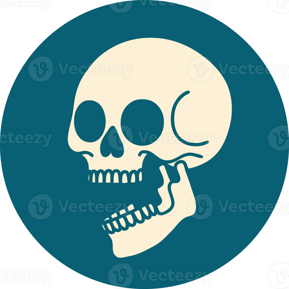 iconic tattoo style image of a skull png