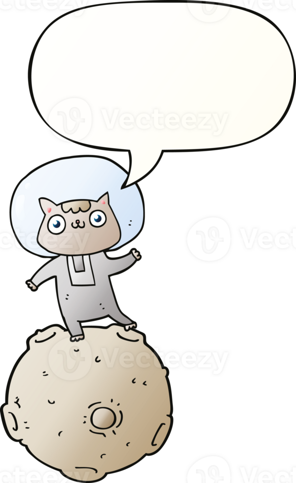 cute cartoon astronaut cat with speech bubble in smooth gradient style png