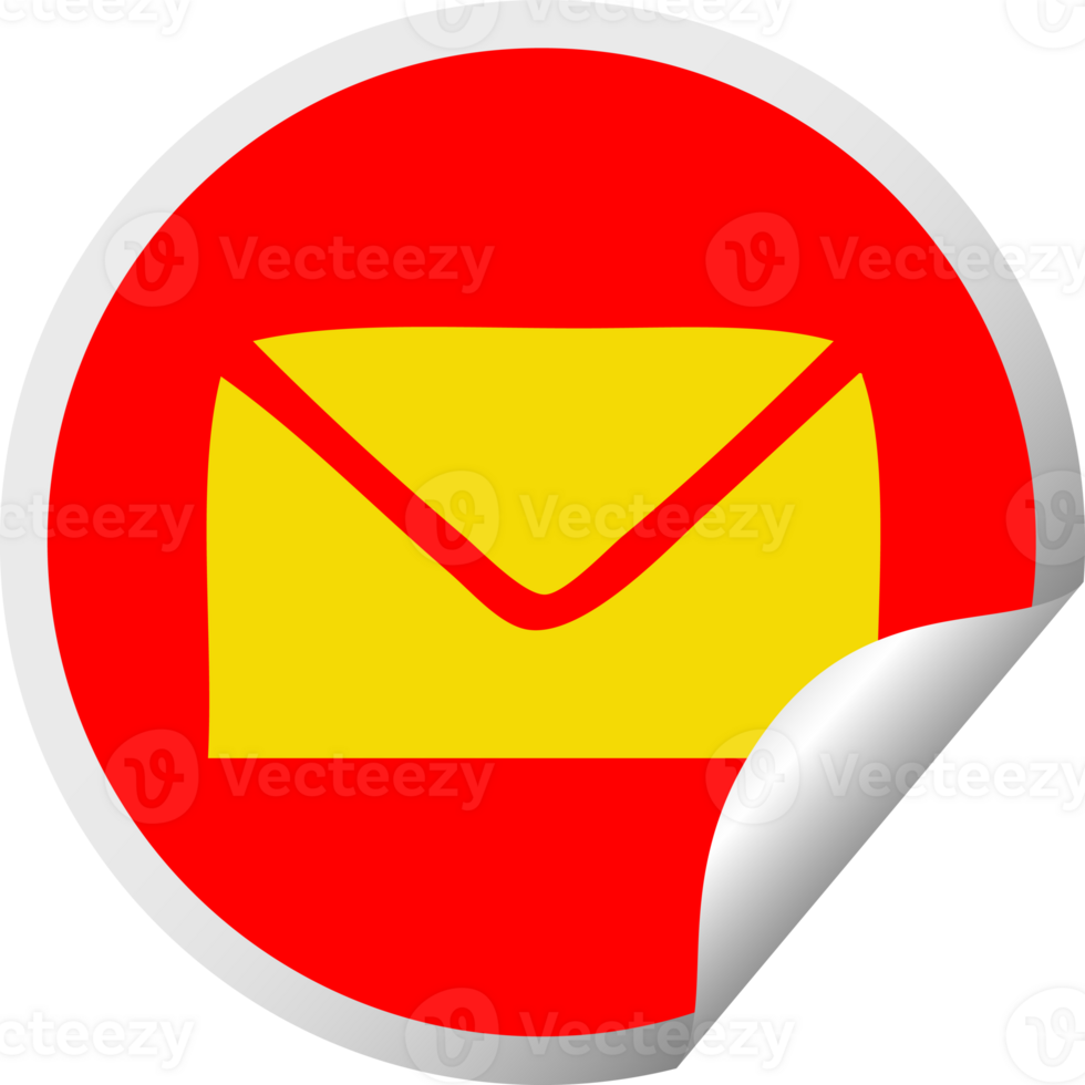 circular peeling sticker cartoon of a paper envelope png