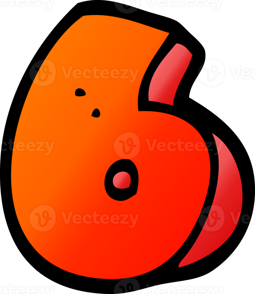 gradient illustration cartoon number six png