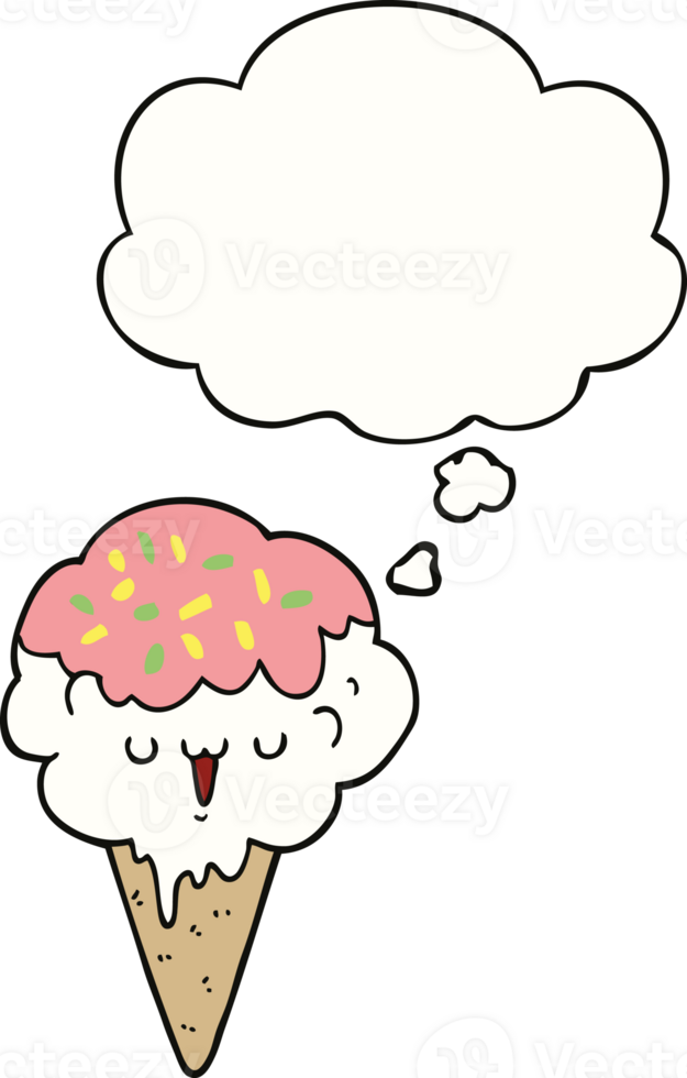 cartoon ice cream with thought bubble png