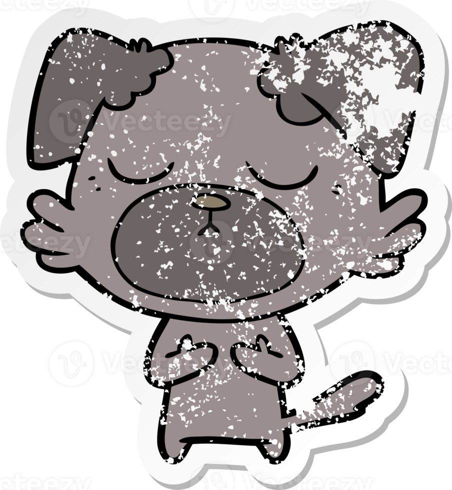 distressed sticker of a cute cartoon dog png