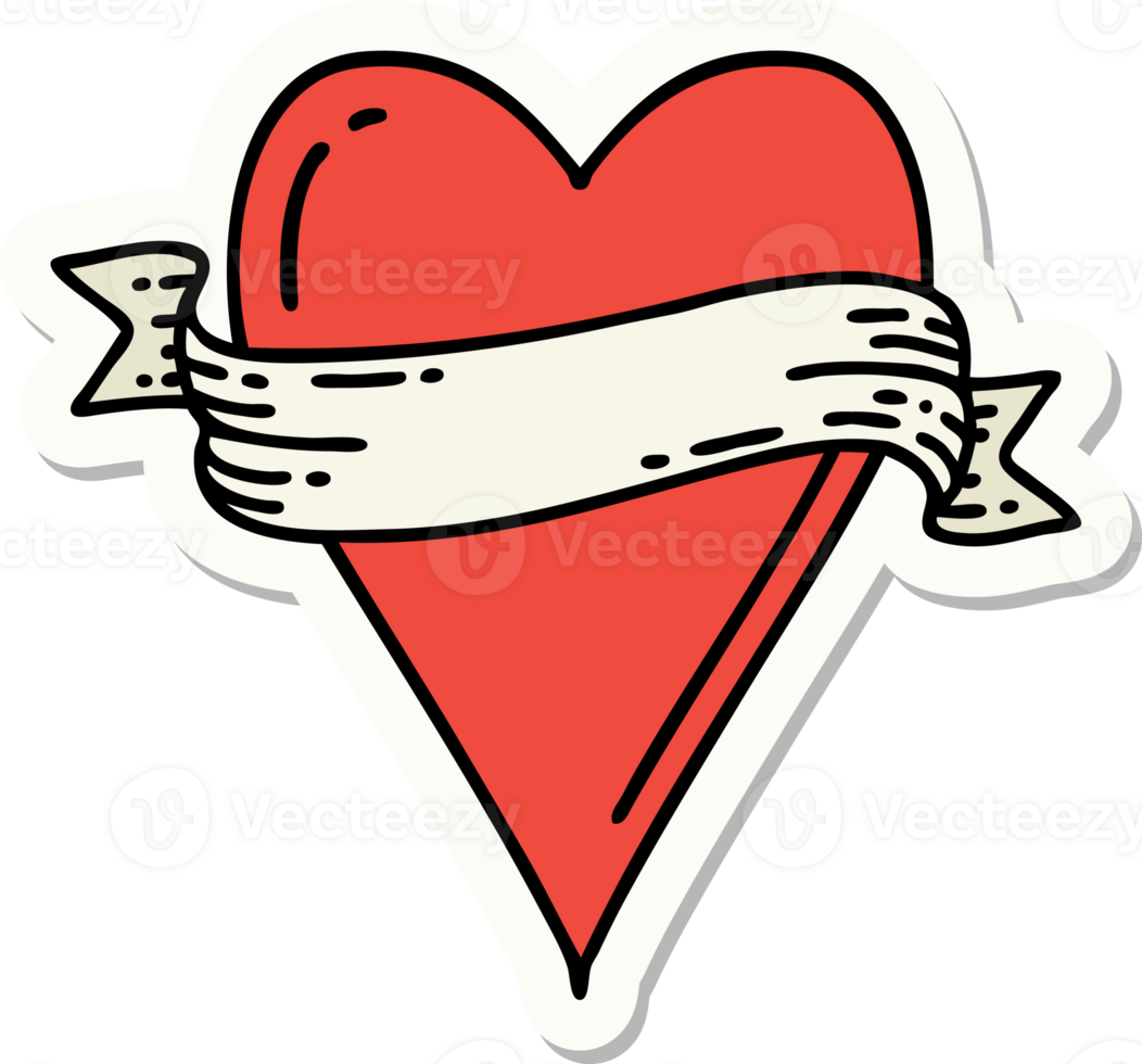 sticker of tattoo in traditional style of a heart and banner png