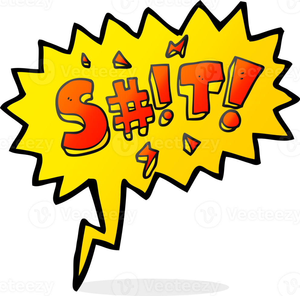 hand drawn speech bubble cartoon obscured swearword png