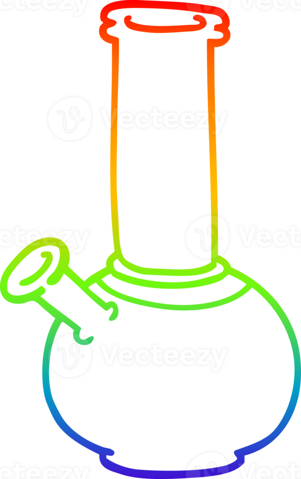 rainbow gradient line drawing of a cartoon bong png