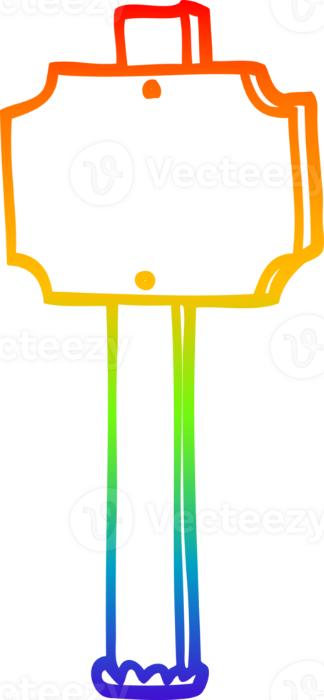 rainbow gradient line drawing of a cartoon sign post png