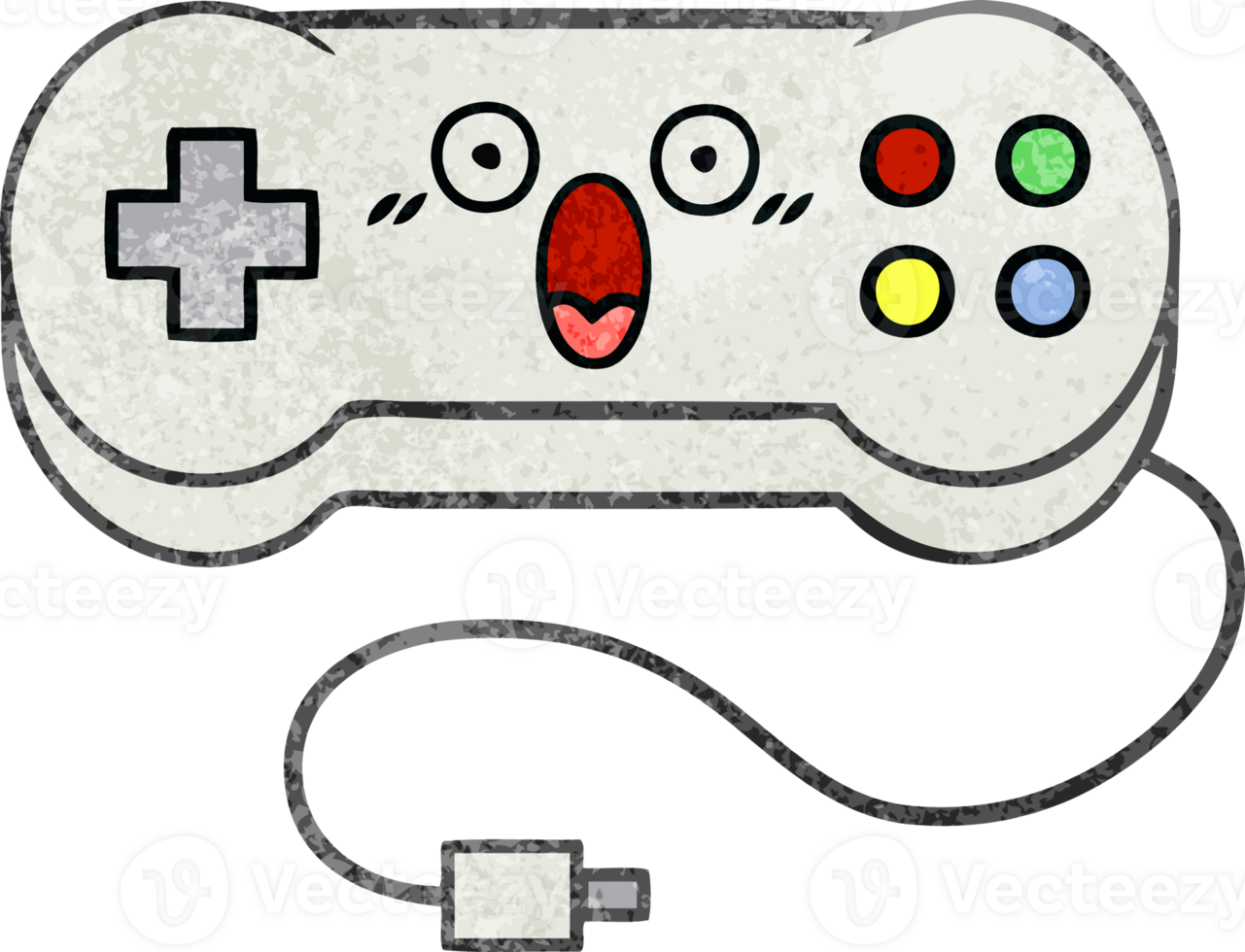retro grunge texture cartoon of a game controller png