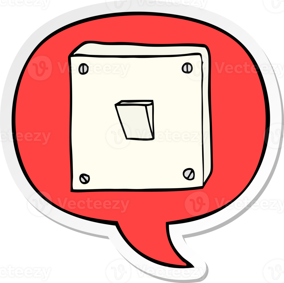 cartoon light switch with speech bubble sticker png