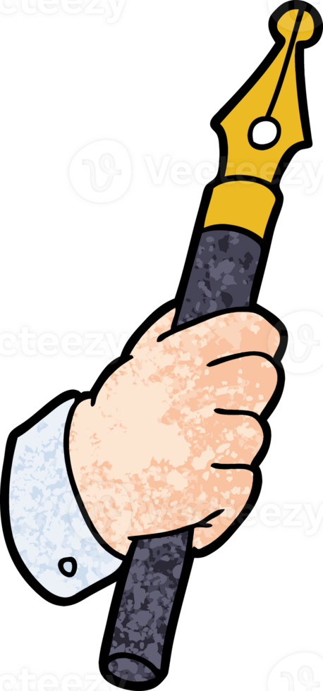 cartoon hand holding fountain pen png