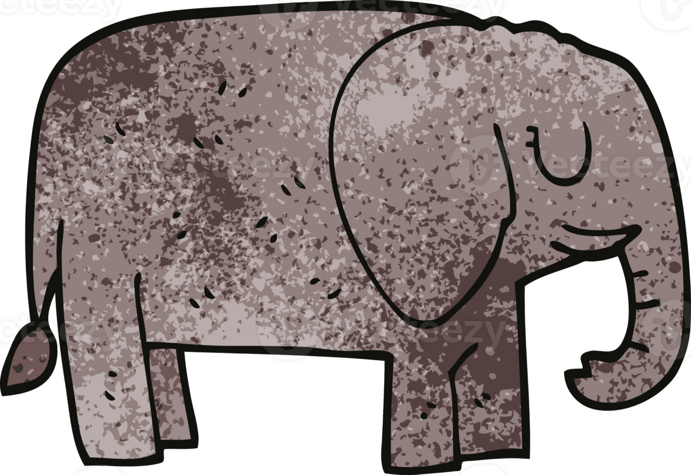 Cartoon-Doodle-Elefant steht still png