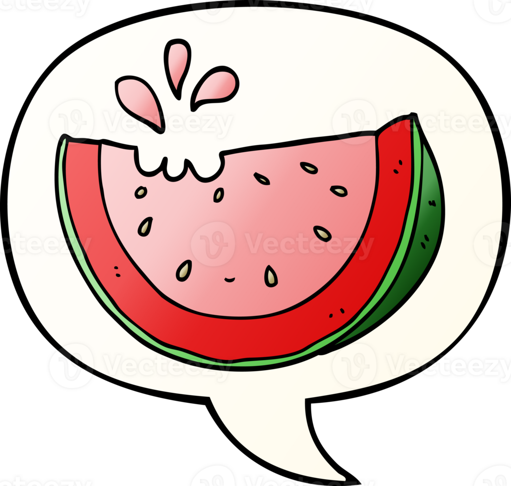 cartoon watermelon with speech bubble in smooth gradient style png