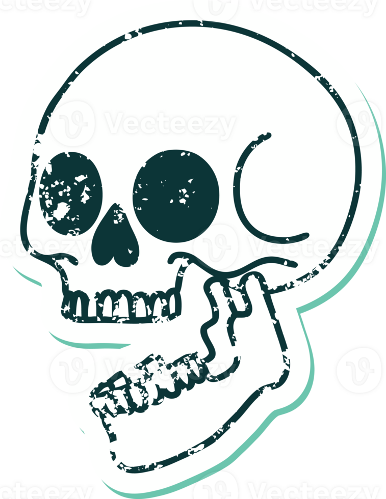 iconic distressed sticker tattoo style image of a skull png