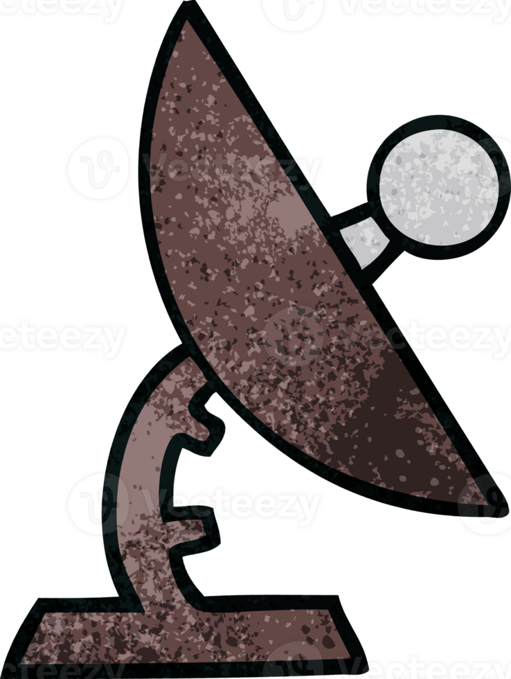 retro grunge texture cartoon of a satellite dish png