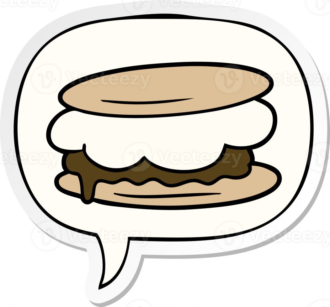 smore cartoon with speech bubble sticker png