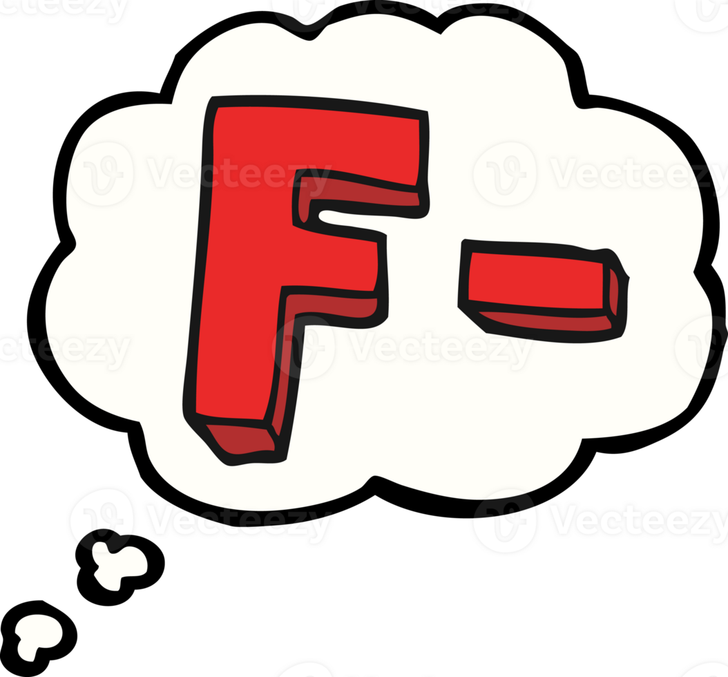 hand drawn thought bubble cartoon F grade png