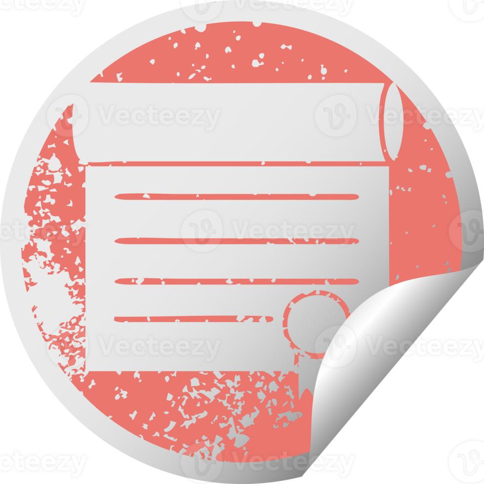 distressed circular peeling sticker symbol of a certificate png