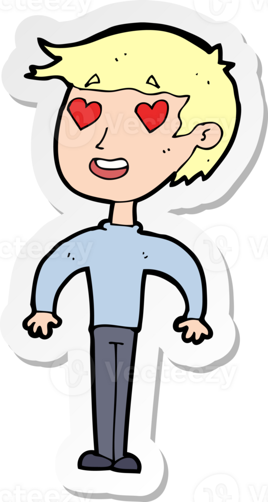 sticker of a cartoon man in love png