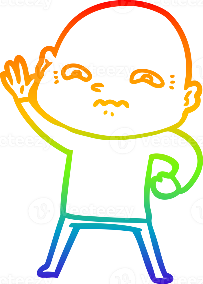 rainbow gradient line drawing of a cartoon creepy guy png