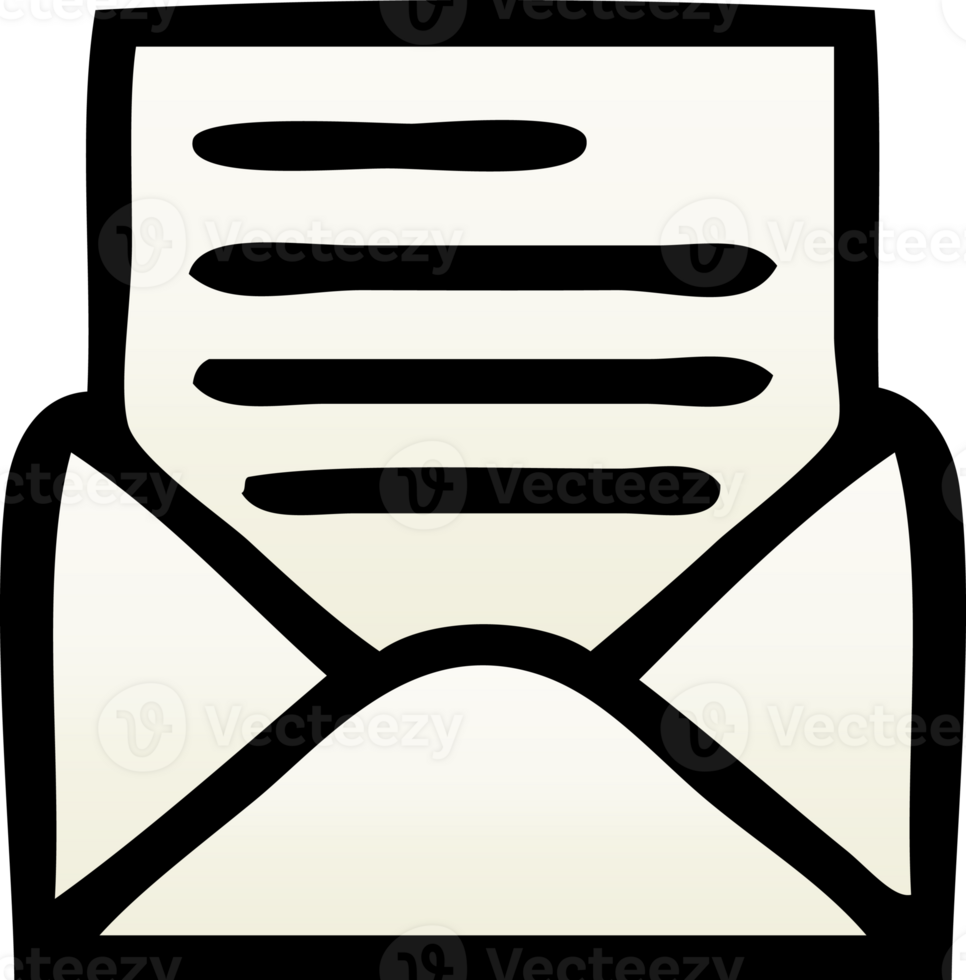 gradient shaded cartoon of a letter and envelope png