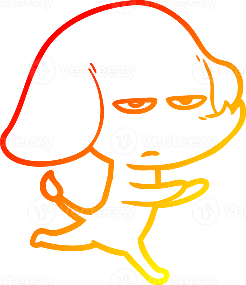 warm gradient line drawing of a annoyed cartoon elephant png