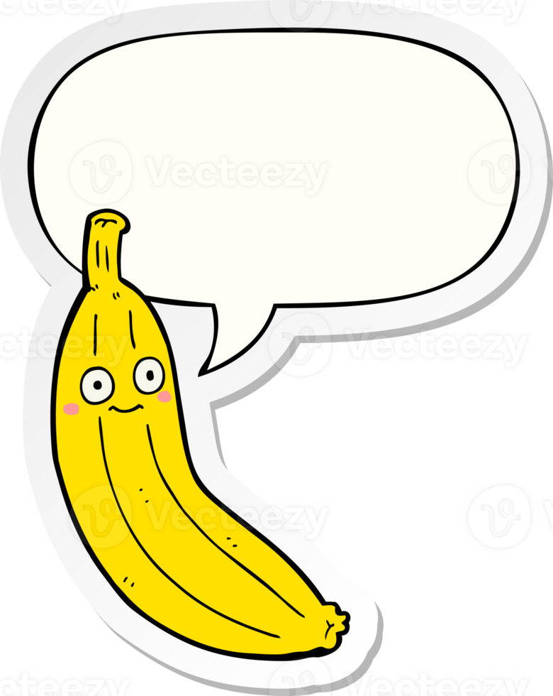 cartoon banana with speech bubble sticker png