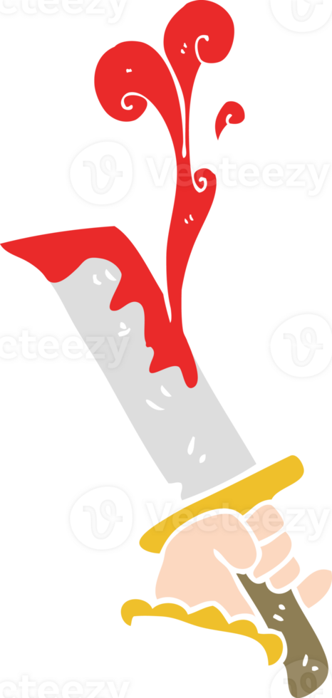 flat color illustration of hand with bloody dagger png