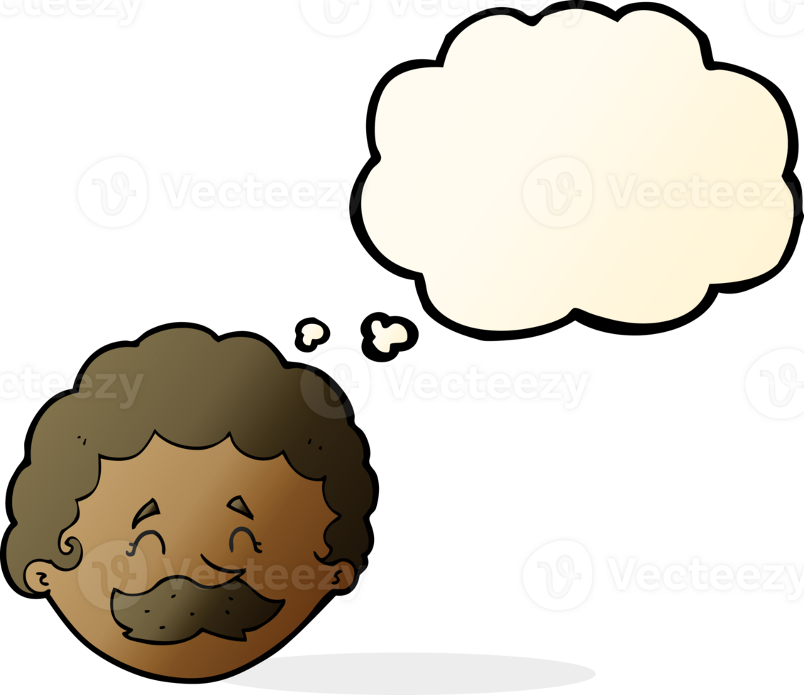 cartoon man with mustache with thought bubble png