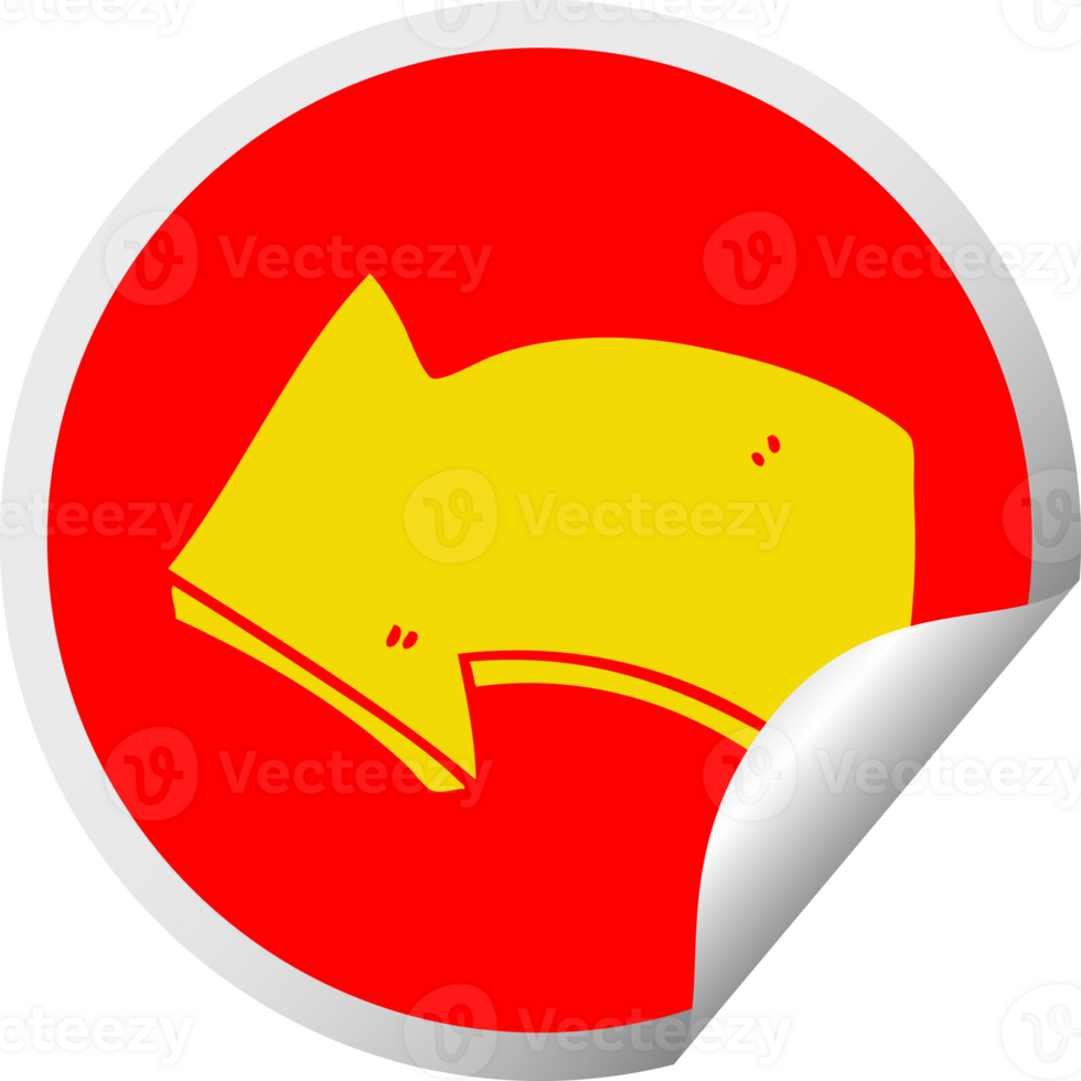 circular peeling sticker quirky cartoon arrow png