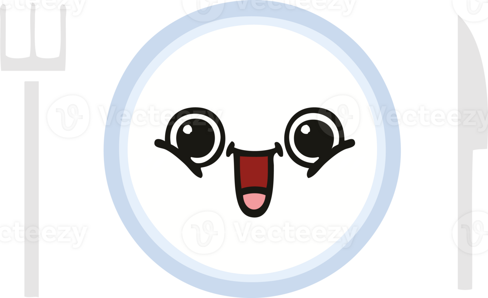 flat color retro cartoon of a dinner plate png