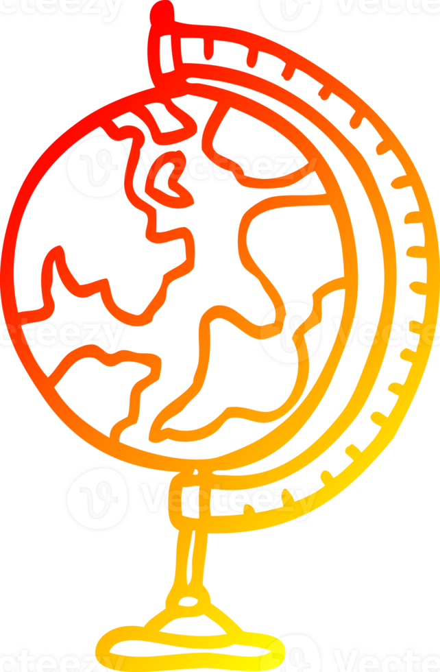 warm gradient line drawing of a cartoon world globe png