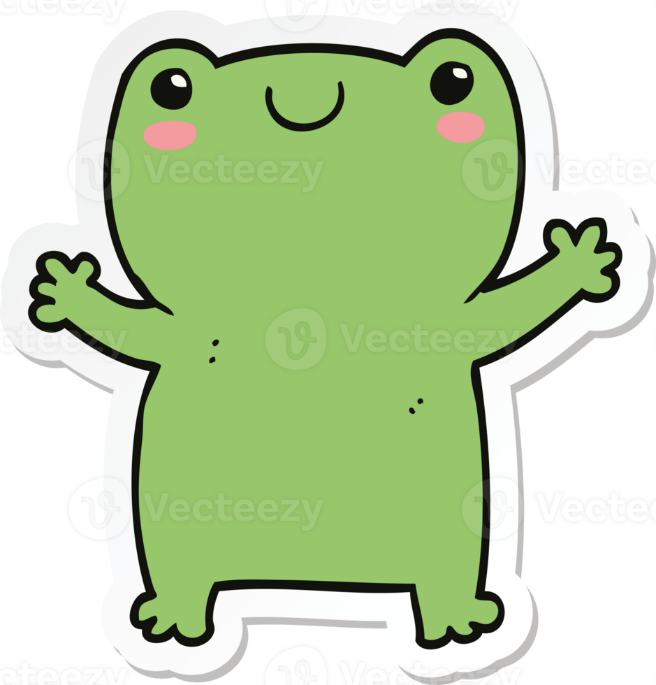 sticker of a cute cartoon frog png