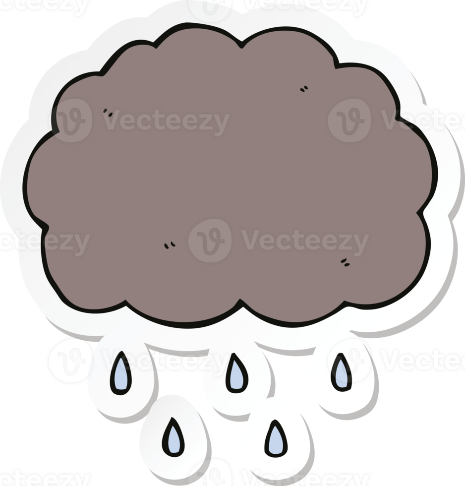 sticker of a cartoon cloud raining png