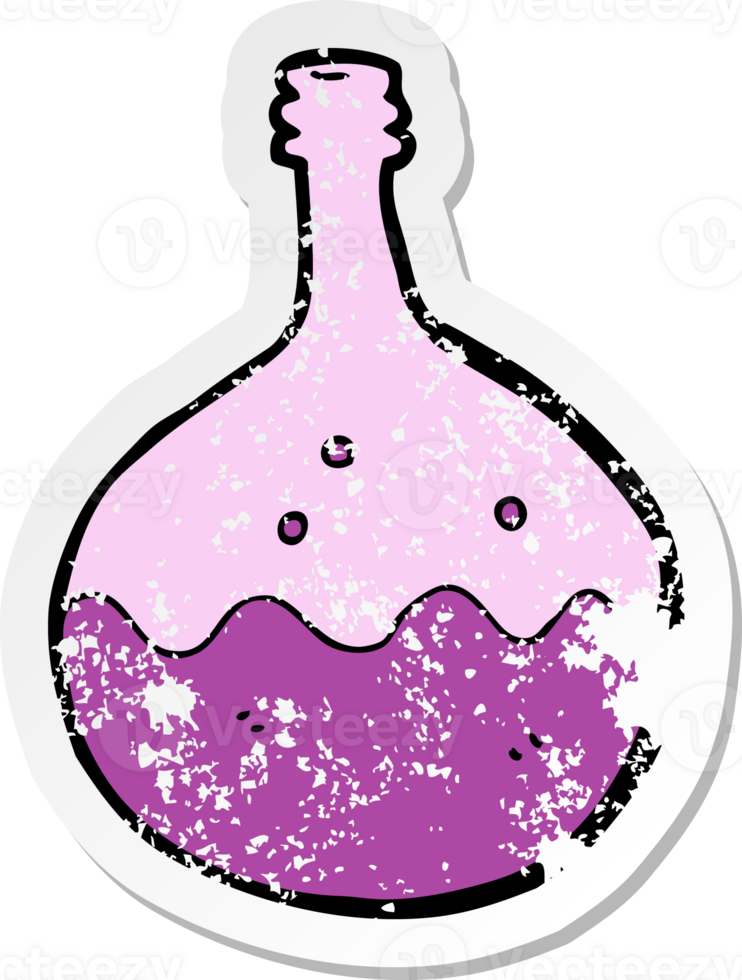 retro distressed sticker of a cartoon bubbling chemicals png