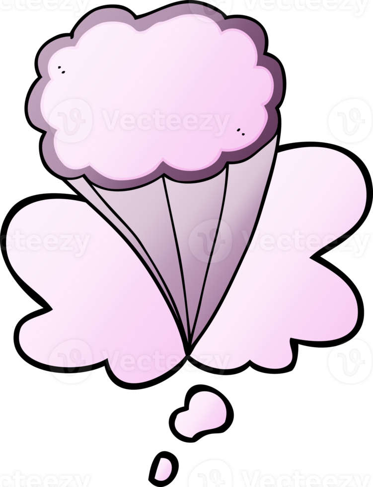 cartoon decorative cloud with thought bubble in smooth gradient style png