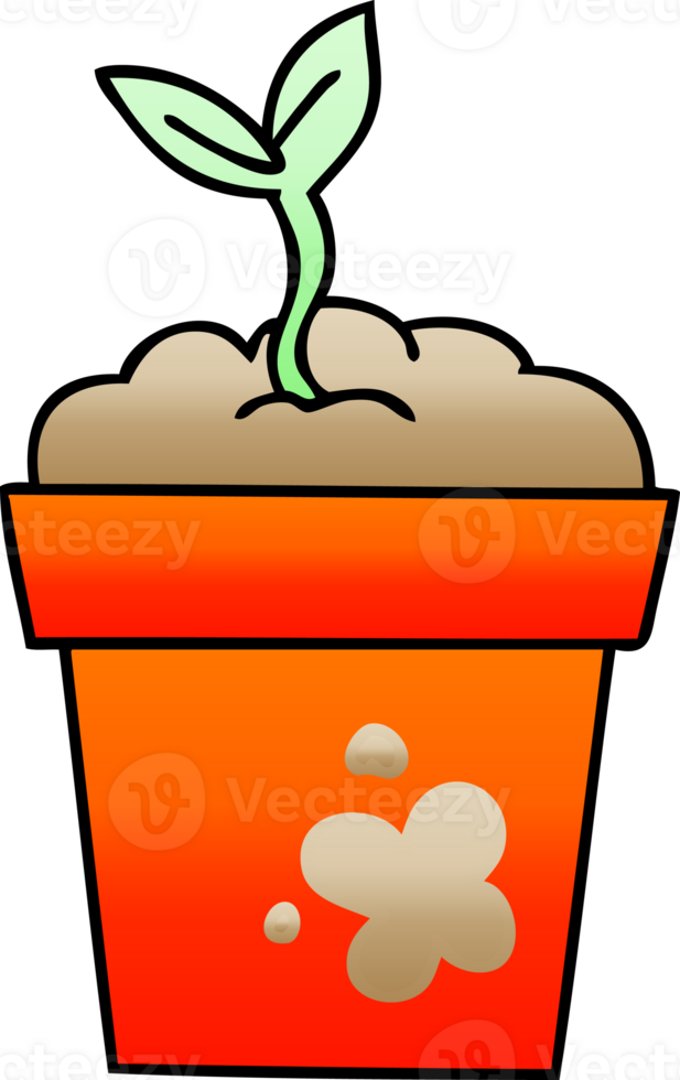 gradient shaded quirky cartoon seedling png
