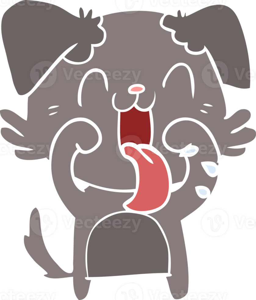 flat color style cartoon panting dog png