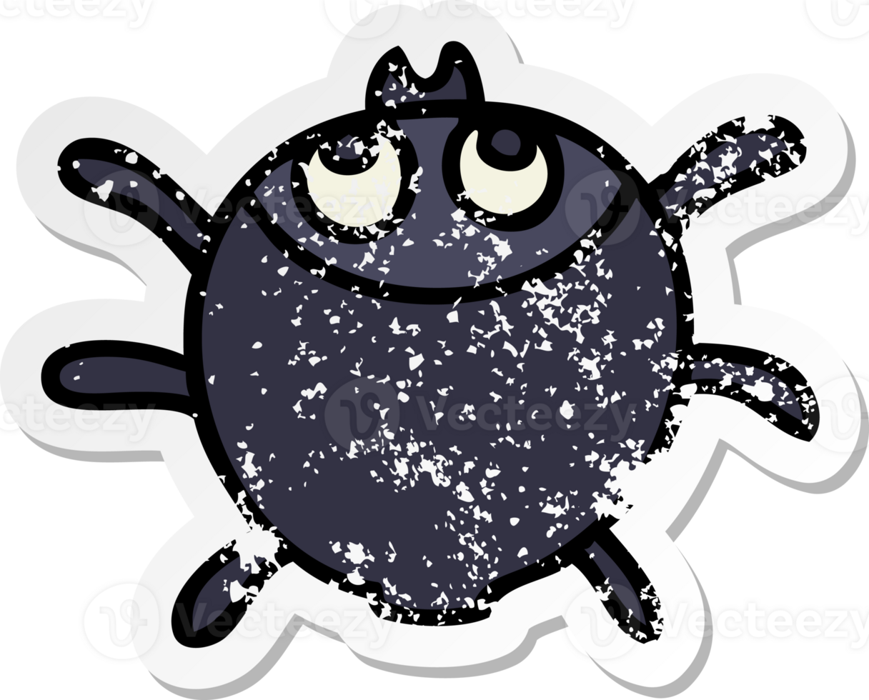 distressed sticker of a quirky hand drawn cartoon beetle png