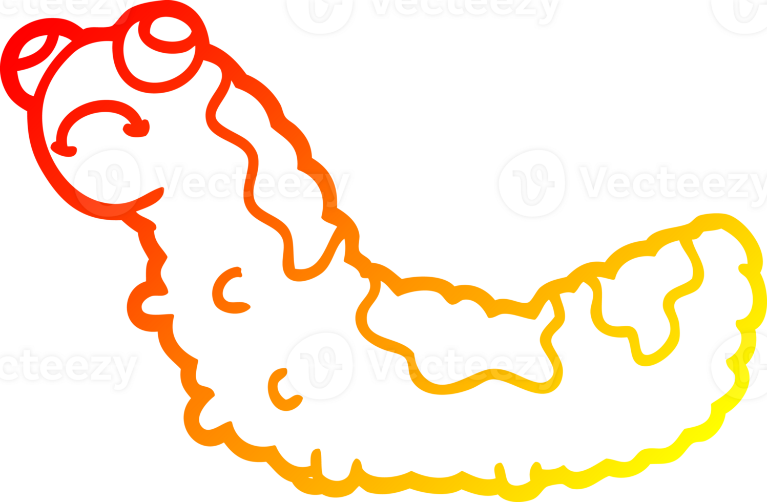 warm gradient line drawing of a cartoon unhappy caterpillar png