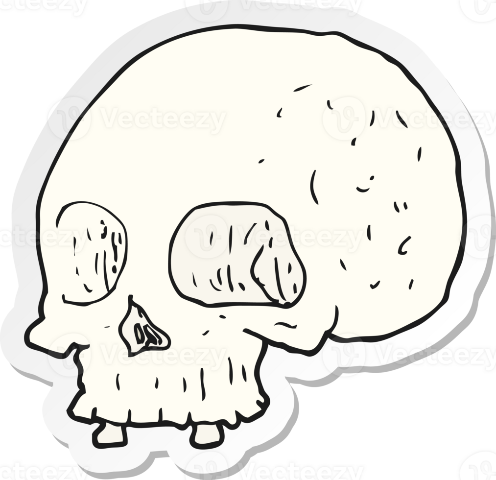 sticker of a cartoon old skull png
