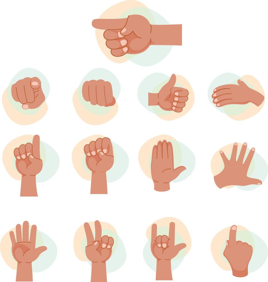 Set of hands in different gestures vector