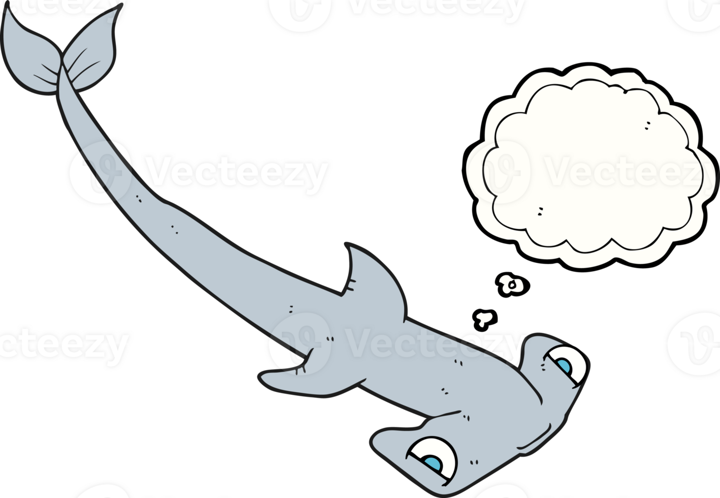 hand drawn thought bubble cartoon hammerhead shark png