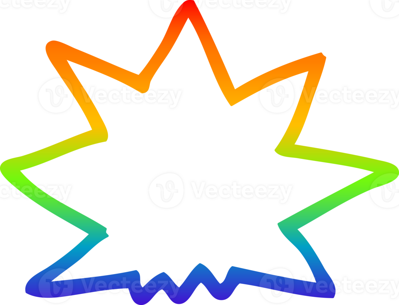 rainbow gradient line drawing of a cartoon explosion png