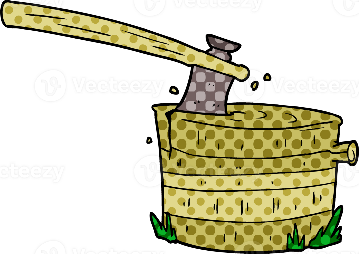 cartoon tree stump with axe png