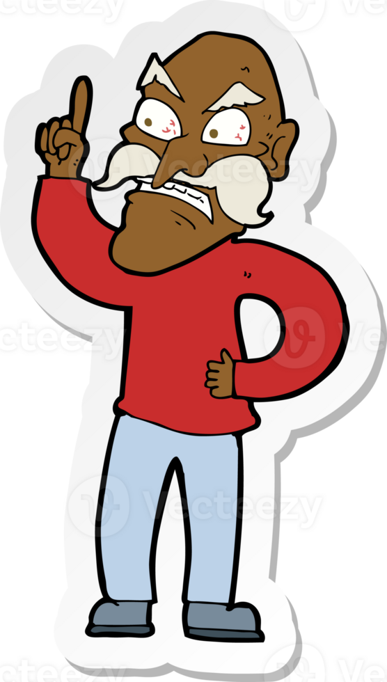 sticker of a cartoon old man laying down rules png