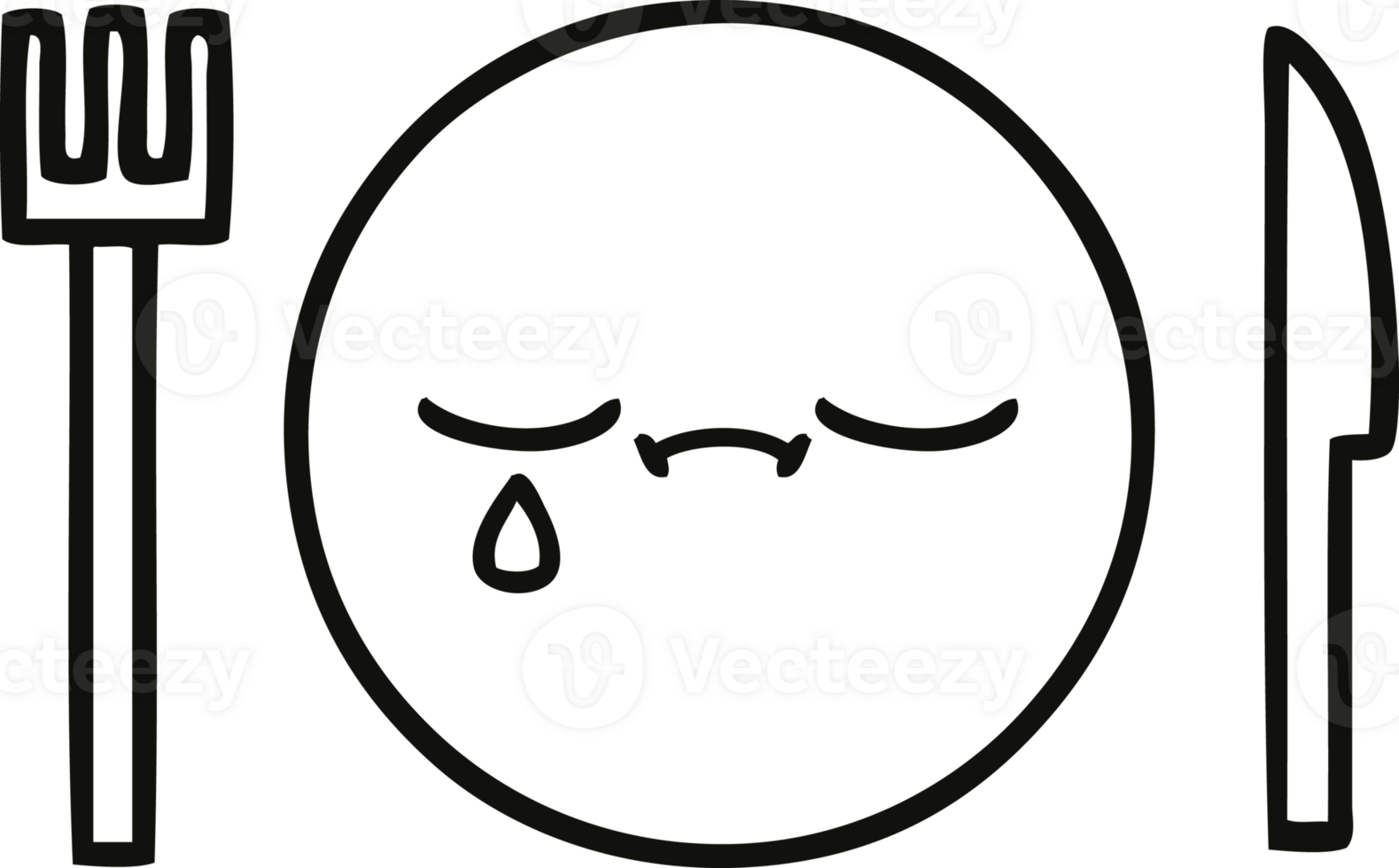 line drawing cartoon of a dinner plate png