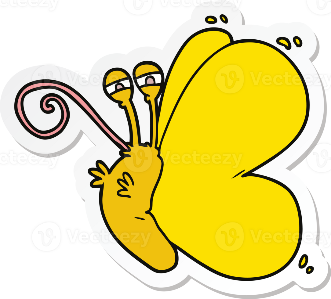 sticker of a funny cartoon butterfly png