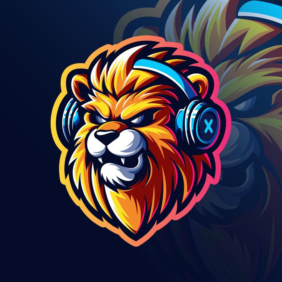 Lion mascot esport illustration v2 vector